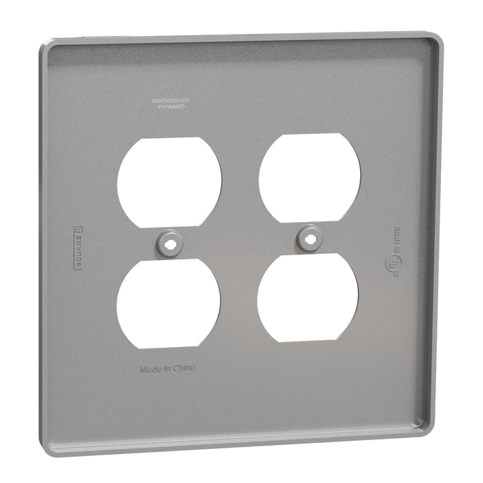 Square D 2 G Mid+ 2 Duplex Outlet Wall Plt Gy