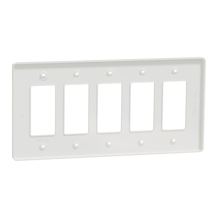Square D 5 Gang Mid+ Wall Plate Wh