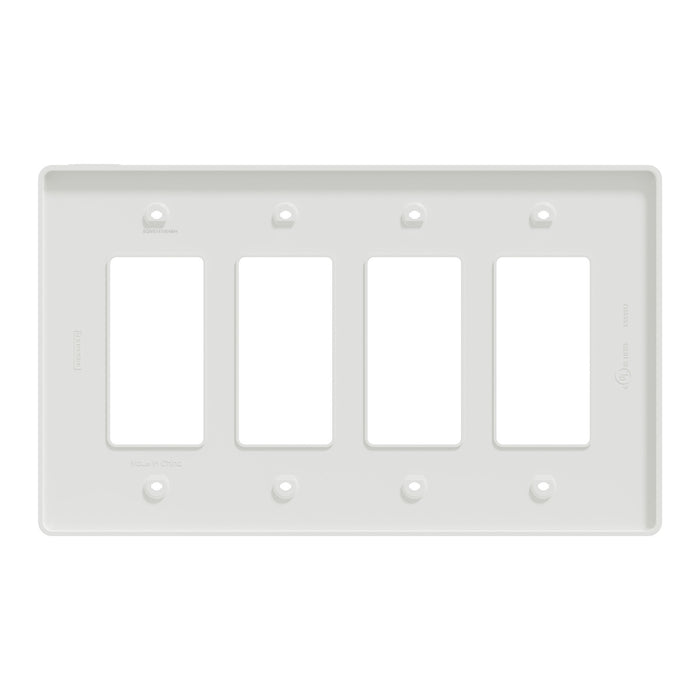 Square D 4 Gang Mid+ Wall Plate Wh
