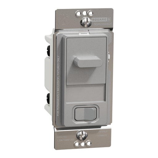 Schneider Electric Slide Dual-Ld Dim. 600W Resi Sngl Pol Gy