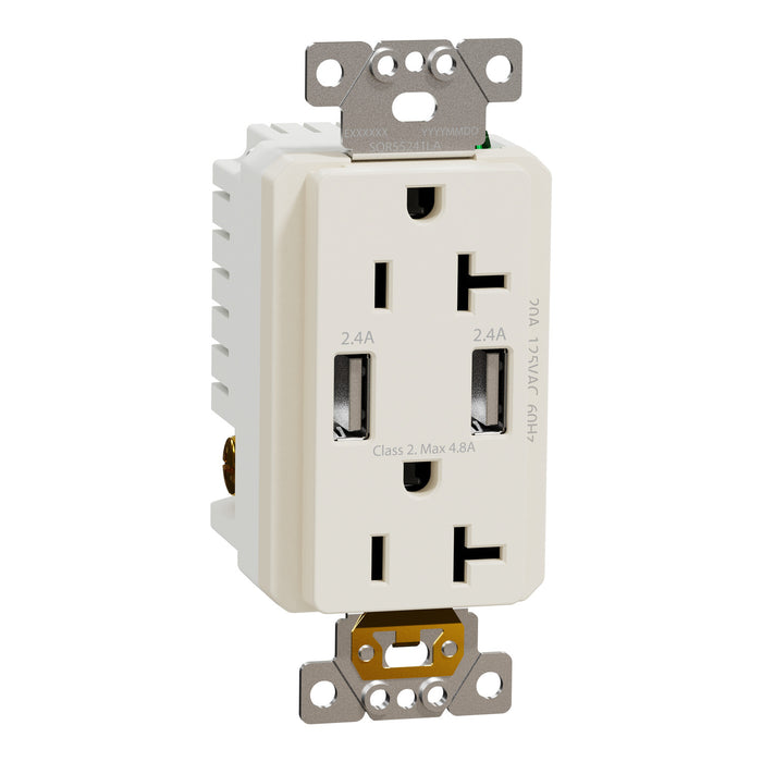 Schneider Electric Usb A/A 4.8A Chargr Tr Duplx 20A Recp La
