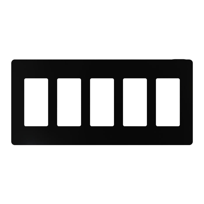 Square D 5 Gang Screwless Matte Wall Plate Bk