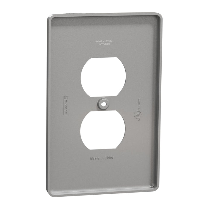 Square D 1 G Mid+ Duplex Outlet Wall Plate Gy