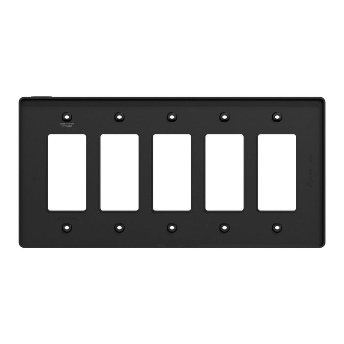 Square D 5 Gang Mid+ Wall Plate Bk