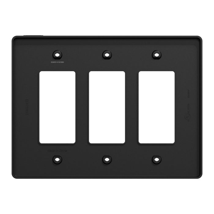 Square D 3 Gang Mid+ Wall Plate Bk