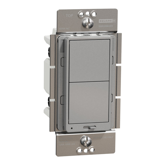 Schneider Electric Rckr Dual-Ld Dim. 600W Resi Sngl Pol Gy