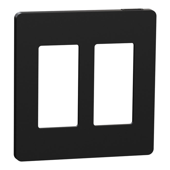 Square D 2 Gang Screwless Matte Wall Plate Bk