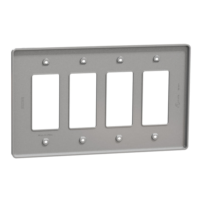 Square D 4 Gang Mid+ Wall Plate Gy