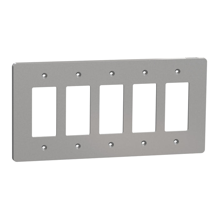 Square D 5 Gang Mid+ Wall Plate Gy
