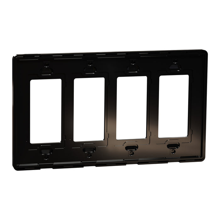 Square D 4 Gang Screwless Matte Wall Plate Bk
