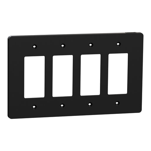 Square D 4 Gang Mid+ Wall Plate Bk