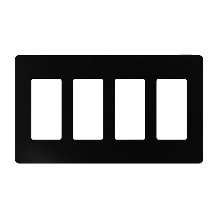 Square D 4 Gang Screwless Matte Wall Plate Bk
