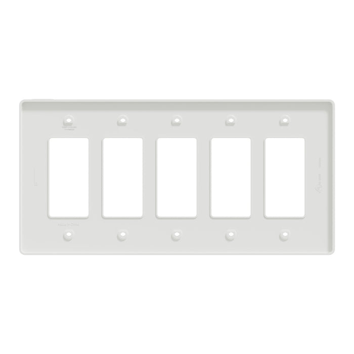 Square D 5 Gang Mid+ Wall Plate Wh