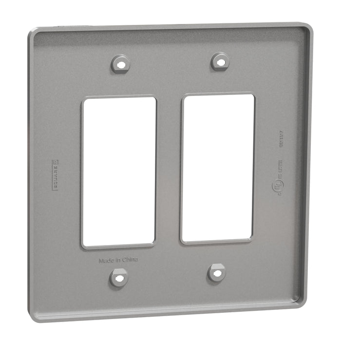 Square D 2 Gang Mid+ Wall Plate Gy
