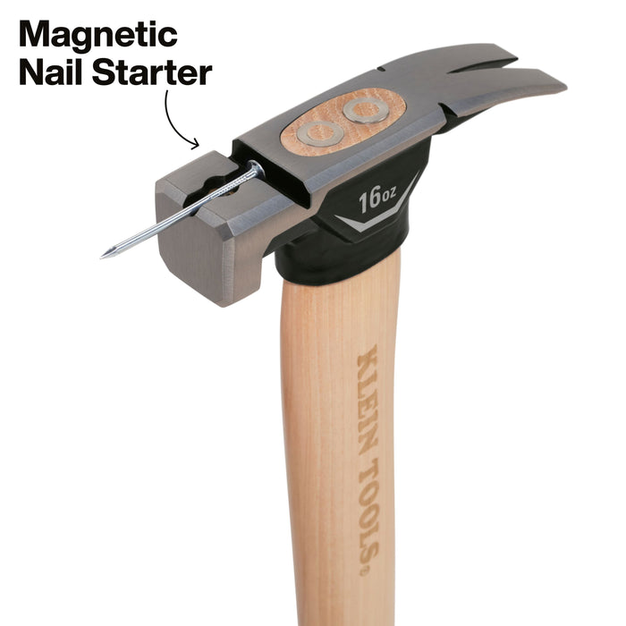 Klein Tools Smooth Face Hickory Handle Hammer, 16-Ounce