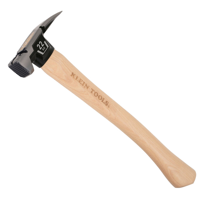Klein Tools Milled Face Hickory Handle Hammer, 22-Ounce