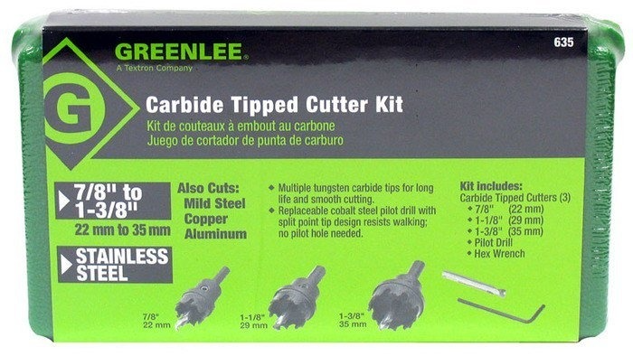Greenlee One Piece Carbide Cutter Set, Model 635*
