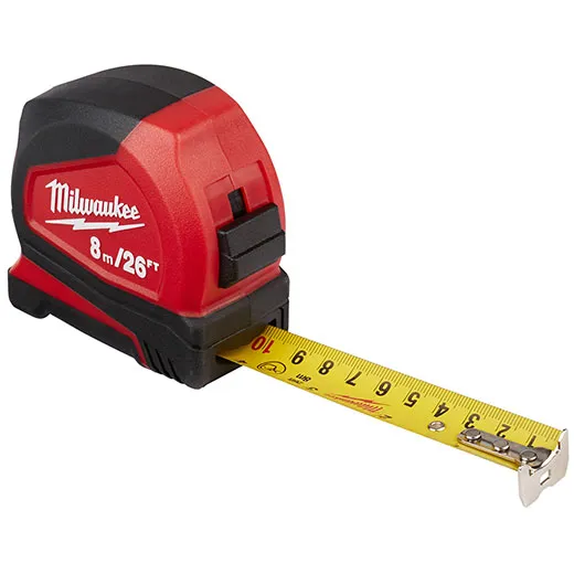 Milwaukee Compact Tape Measures Tape Blade Length 8 Meter/26 Feet, Model 48-22-6626