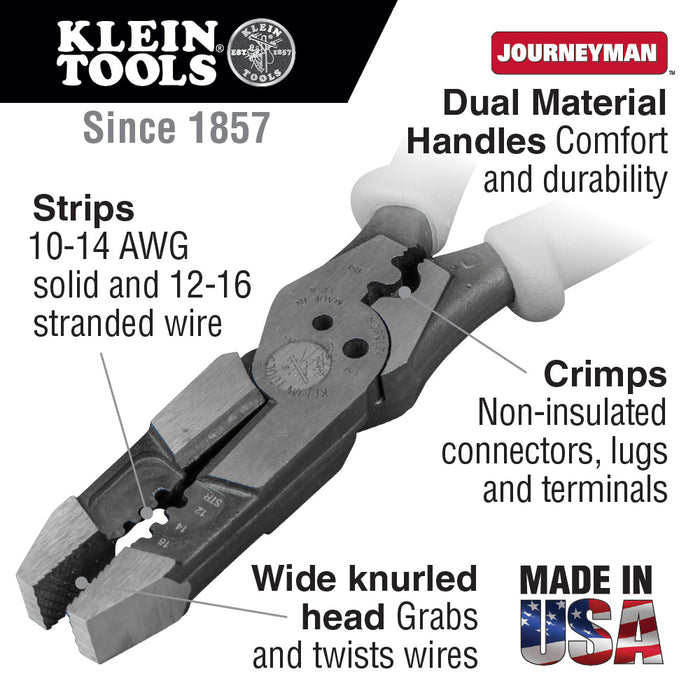 Klein Tools Hybrid Pliers with Crimper and Wire Stripper, Model J215-8CR