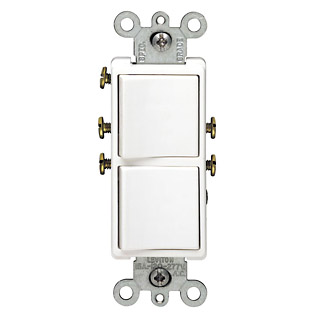 Leviton Decora Dual Single Pole Switch, 20 Amp, Model 5627-W*