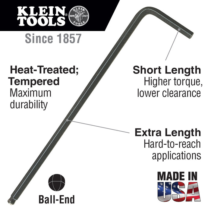 Klein Tools 3/16-Inch Hex Key, L-Style Ball End, Model BL12*