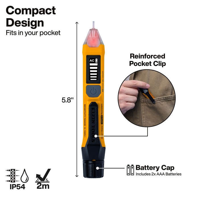 Klein Tools Non-Contact Voltage Tester with Signal Strength, 12-1000V AC