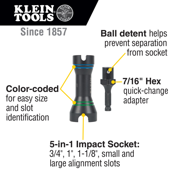 Klein Tools 5-in-1 Mini Impact Socket, Model NRHDM*
