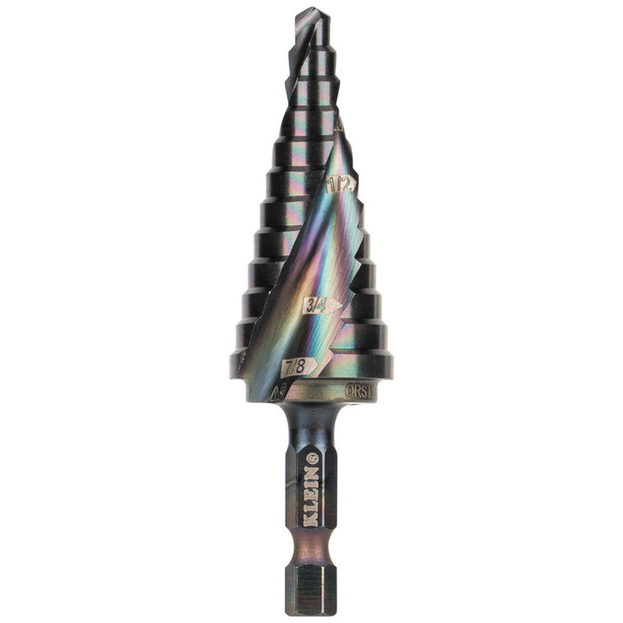 Klein Tools Step Drill Bit, Quick Release, Spiral Flute, 3/16 to 7/8-Inch, Model QRST14*