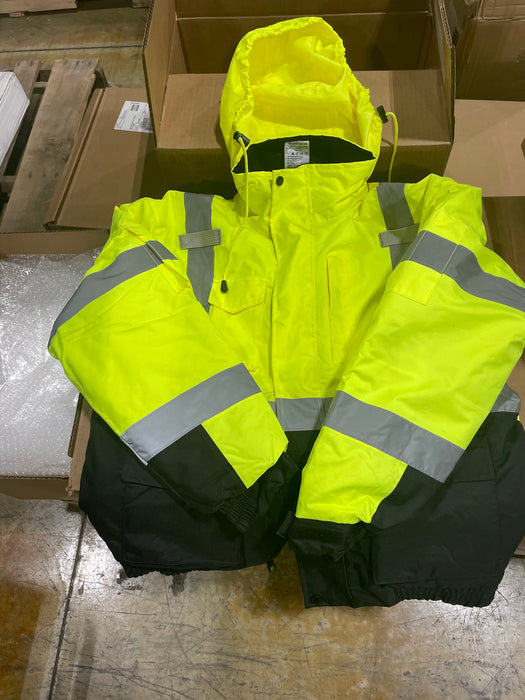 Klein Tools Large High-Visibility Yellow Winter Bomber Jacket, Model 60364 (OPEN BOX)