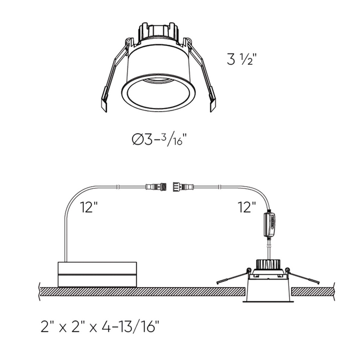 Dals Lighting Black 2" Regressed Gimbal Downlight with Thin Trim, Model RGM2-CC-BK*