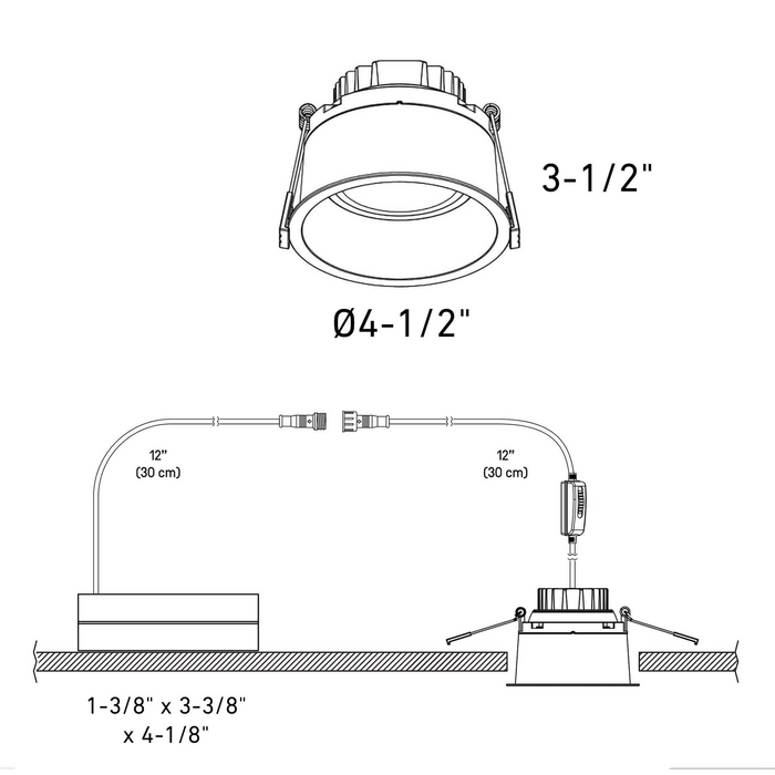 Dals Lighting White 4" Regressed Gimbal Downlight with Thin Trim, Model RGM4-CC-WH*