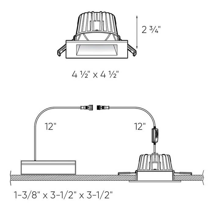 Dals Lighting Black 4" Square Regressed Downlight, Model RGR4SQ-CC-BK*