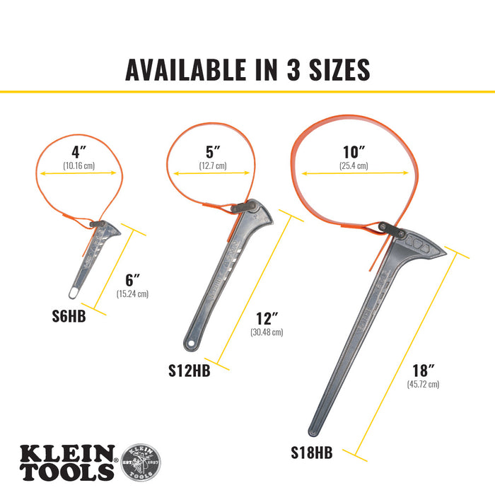 Klein Tools Grip-It™ Strap Wrench, 1-1/2 to 4-Inch, 6-Inch Handle, Model S6HB*