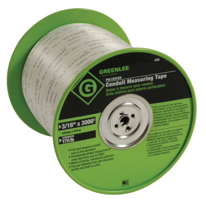 Greenlee 3/16" x 3000' Poly Measuring Tape, Model 435