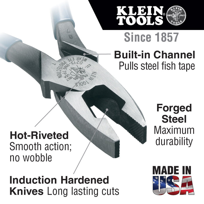 Klein Tools Lineman's Pliers, Fish Tape Pulling, 9 Inch, Model D2000-9NETP*