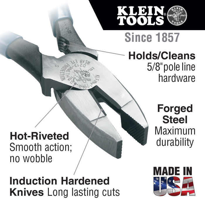 Klein Tools Lineman's Pliers, Bolt Thread-Holding, Model D2000-9NETH*