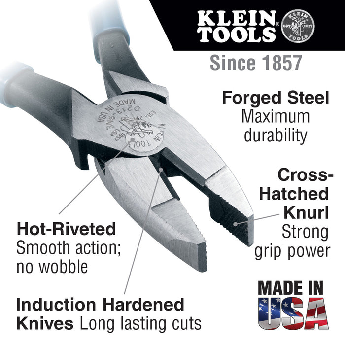 Klein Tools Lineman's Pliers, Heavy-Duty side Cutting, 7-Inch, Model ...