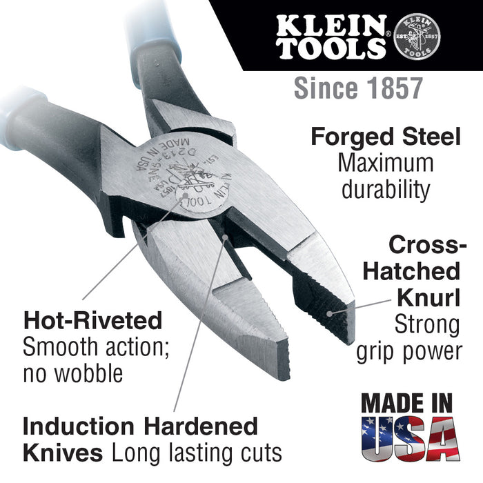 Klein Tools Lineman's Pliers, Side Cutters with New England Nose, 8-Inch, Model D201-8NE*
