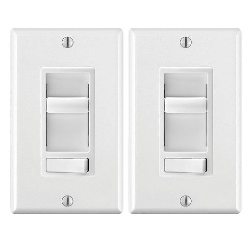 Leviton Universal Decora SureSlide Dimmer with Preset Switch (White - Pack of 2) - Orka