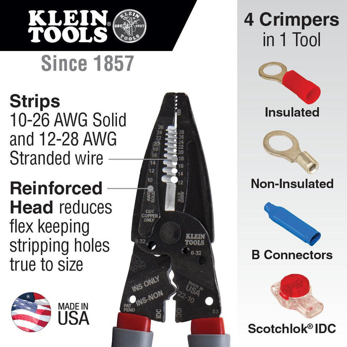 Klein Tools Klein-Kurve Wire Stripper/Crimper Multi-Tool, Model 1019 - Orka