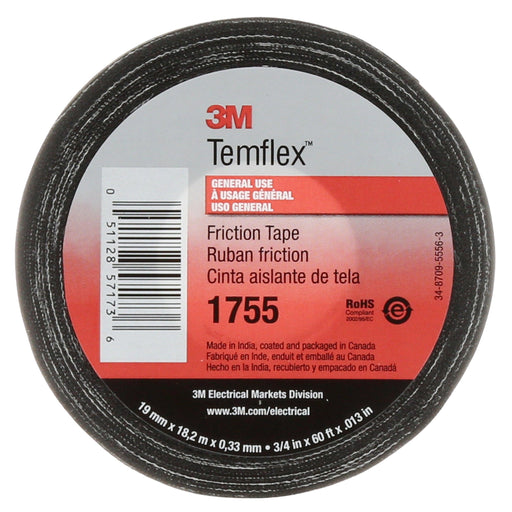 3M Temflex™ Cotton Friction Tape, Black, Model 1755-3/4X60 * - Orka