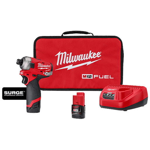 Milwaukee M12™ FUEL™ SURGE™ 1/4 in. Hex Hydraulic Driver 2 Battery Kit, Model 2551-22* - Orka