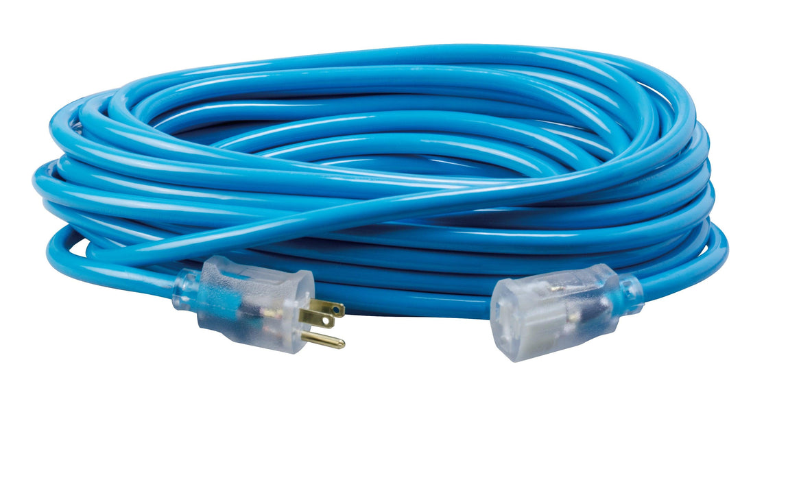 Southwire 50ft, 12/3 SJTW Cool Blue Extension Cord W/Lighted End, Model 2578SW000H - Orka