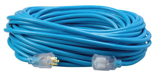 Southwire 100ft, 12/3 SJTW Cool Blue Extension Cord W/Lighted End, Model 2579SW000H - Orka