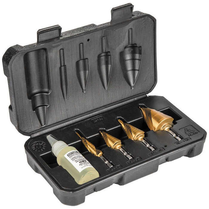 Klein Tools Step Bit Kit, Spiral Double-Fluted, VACO, 4-Piece, Model 25950*