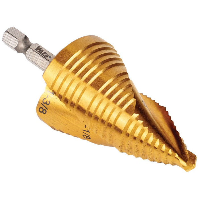 Klein Tools Step Drill Bit, Spiral Double-Fluted, 7/8 Inch to 1-3/8 Inch, VACO, Model 25960*