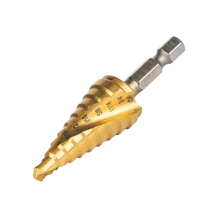 Klein Tools Step Drill Bit, Spiral Double-Fluted, 1/4 Inch to 3/4 Inch, VACO, Model 25963*