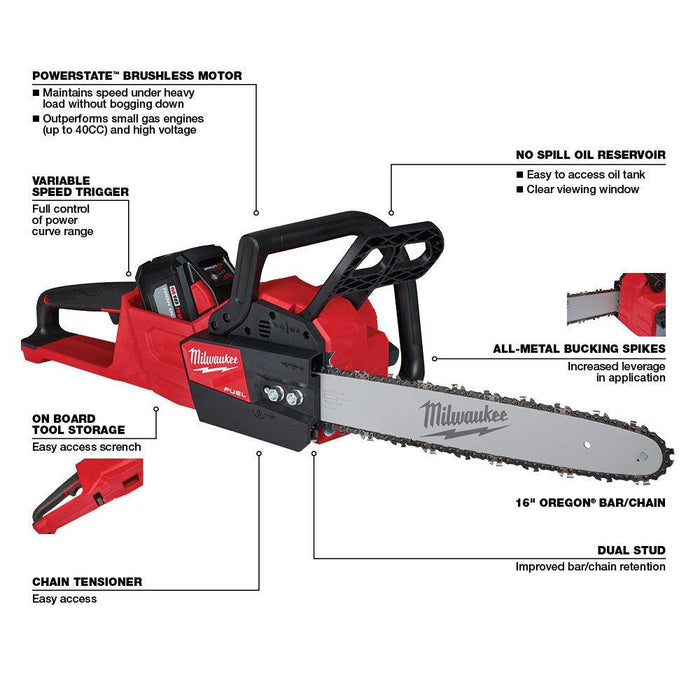 Milwaukee M18 FUEL™ 16 in. Chainsaw Kit, Model 2727-21HD - Orka