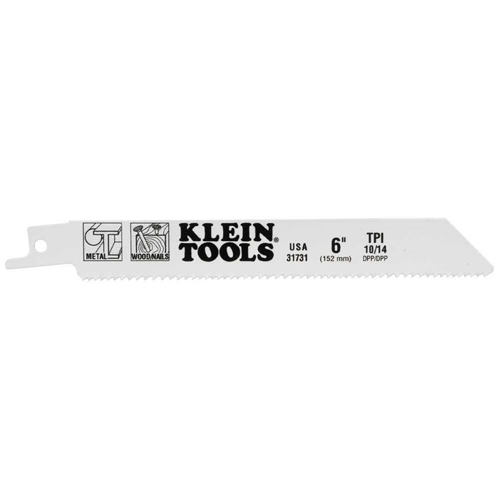 Klein Tools 6-Inch Reciprocating Saw Blades, 10/14 TPI, 5-Pack, Model 31731* - Orka