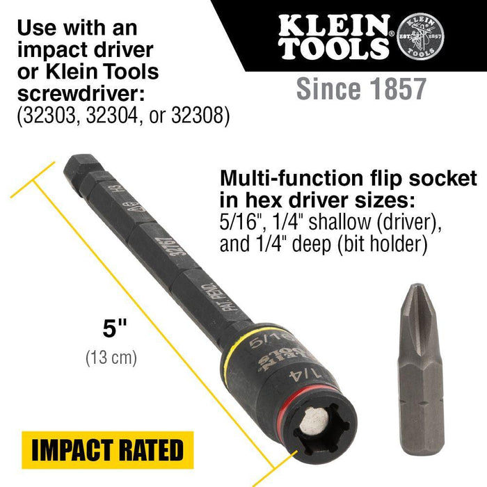 Klein Tools 2-Piece Flip Socket Set, 3" and 5" Lengths, Model 32768 - Orka